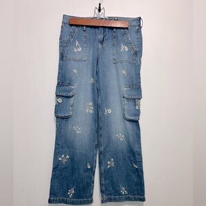 Abercrombie Kids‎ Floral Embroidered Low Rise Baggy Jeans Size 13/14